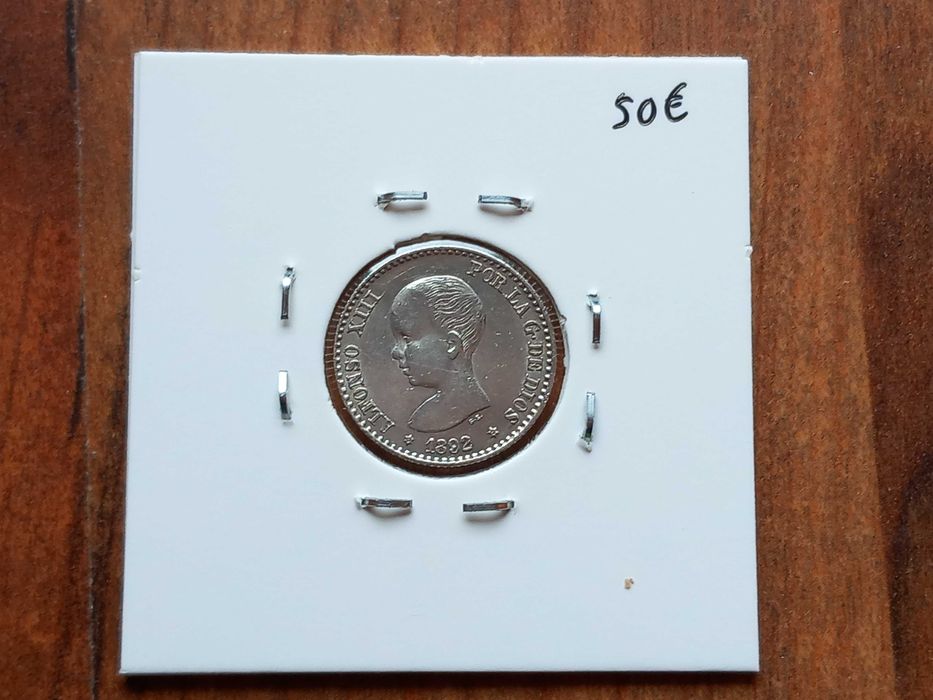 Moeda 50 Centimos 1892 Espanha  - Bela