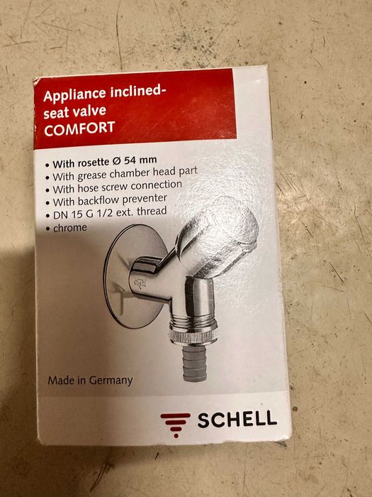 Zawór skośny Comfort Schell 1/2'' GRZYBKOWY przyłączeniowy chrom