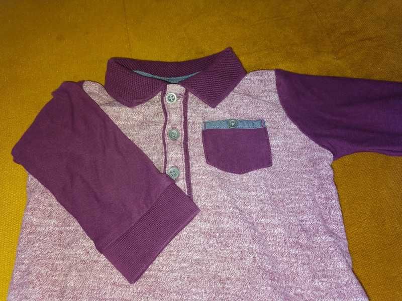 Bluzeczka z kołnierzem, 74 cm, fioletowa