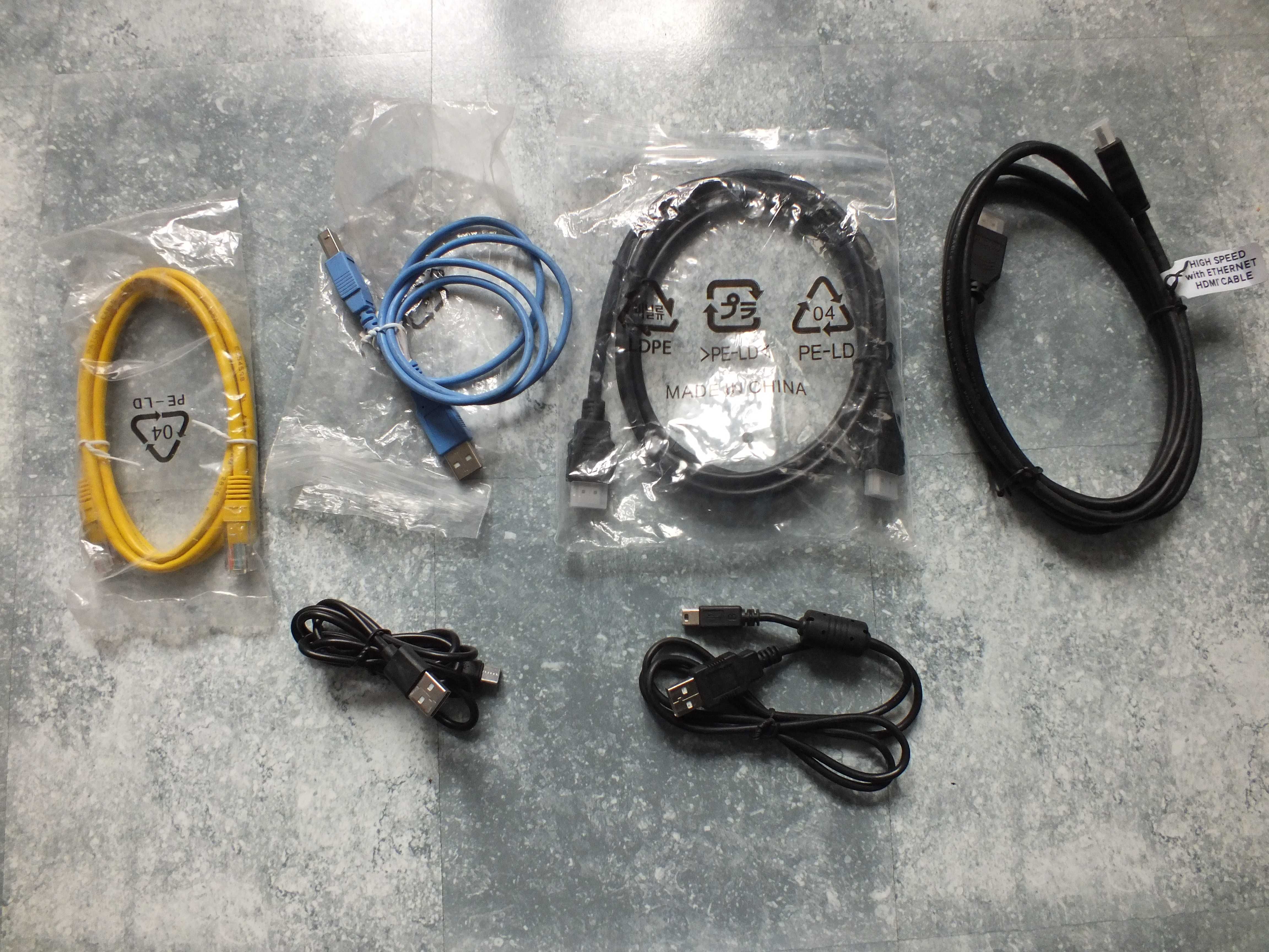 zestaw 6szt. kabel RJ45,USB C,Mini USB, 2x HDMI 1,5m NOWE