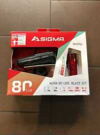 Zestaw Lampek Przód i Tył SIGMA AURA 80 USB Blaze Set
