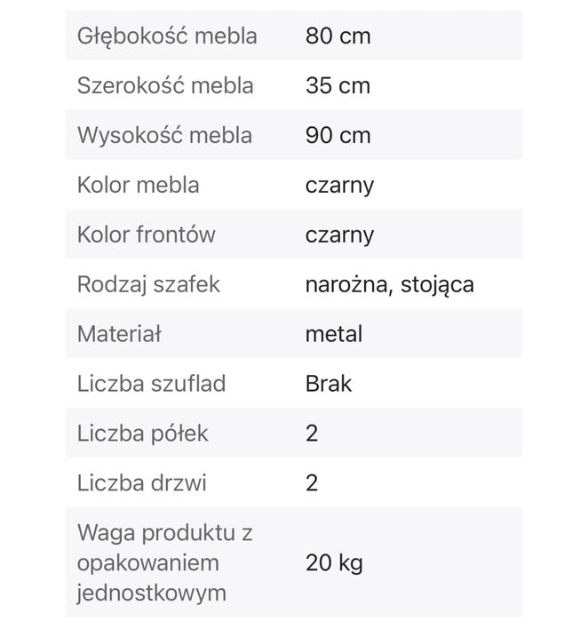 Szafka barek kuchenny metalowa podstawa