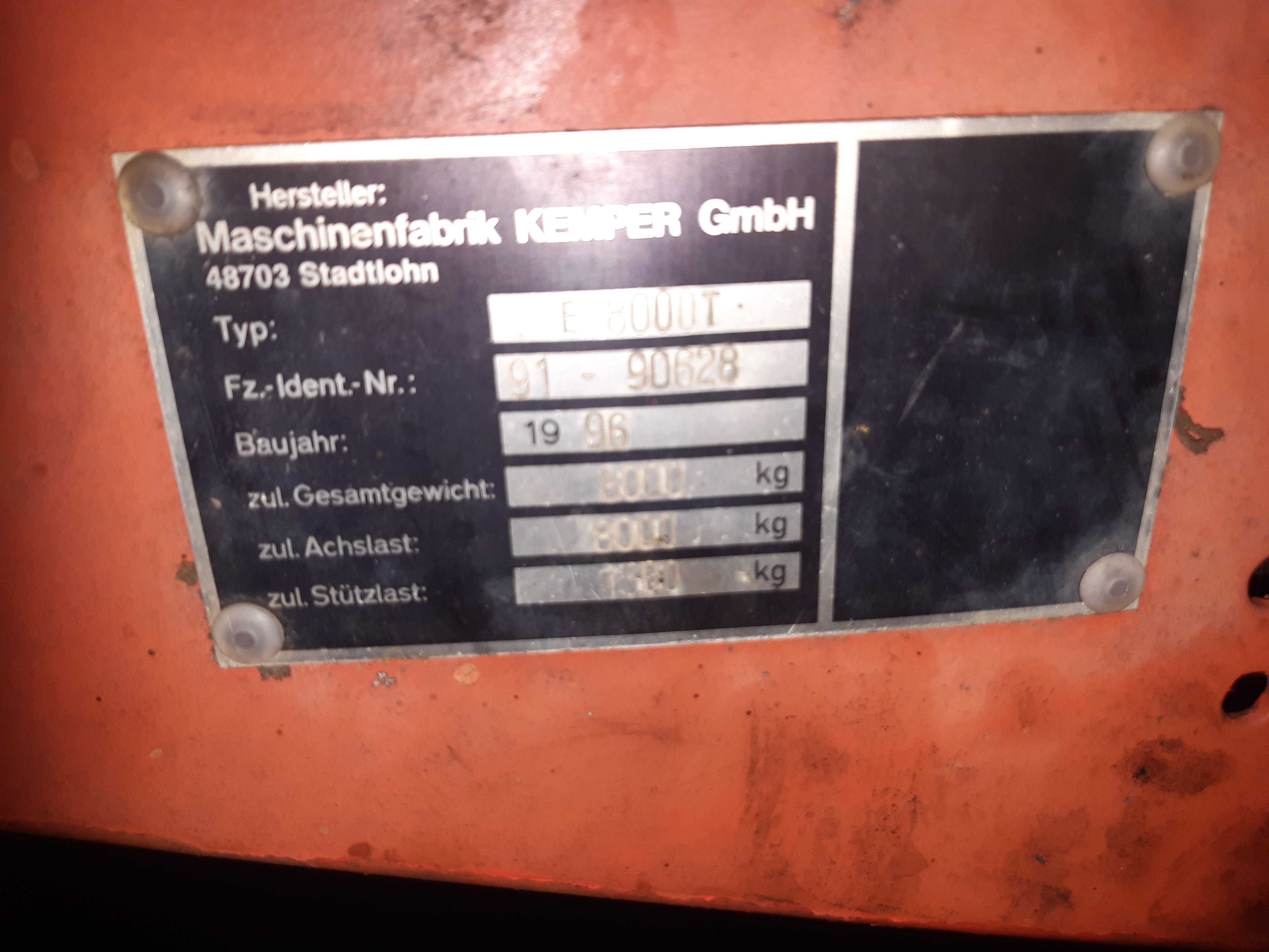 Rozrzutnik do obornika wapna Kemper 8 Ton Tandem