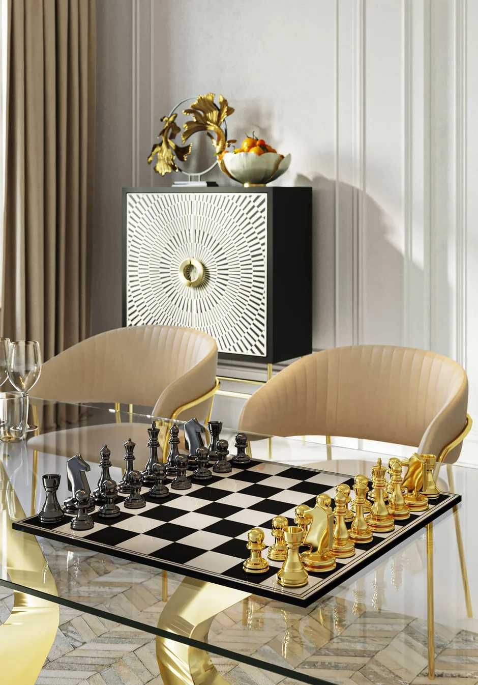 Wyjątkowe szachy dekoracyjne i do gry CHESS 60X60 cm