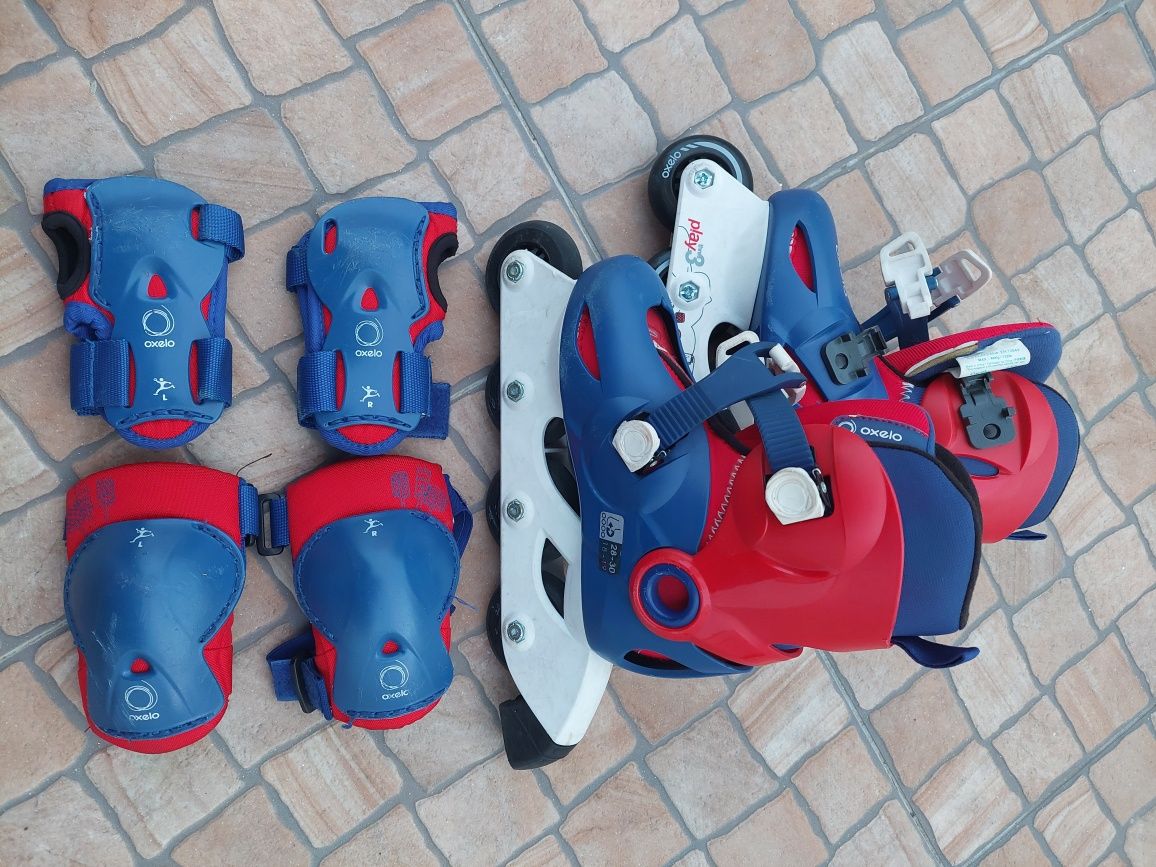 Patins em linha de crianca, 28-30 Azul e Vermelho