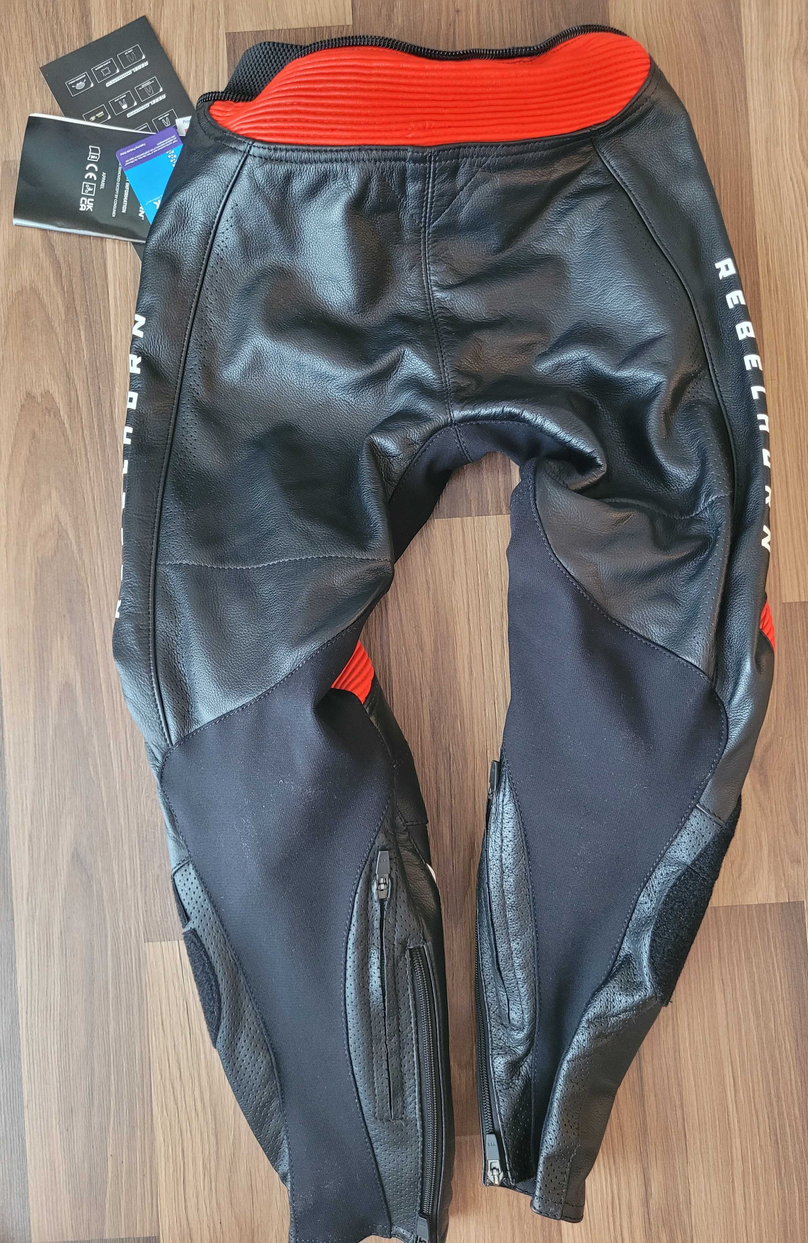 Spodnie skórzane damskie na motor REBELHORN REBEL LADY BLACK RED