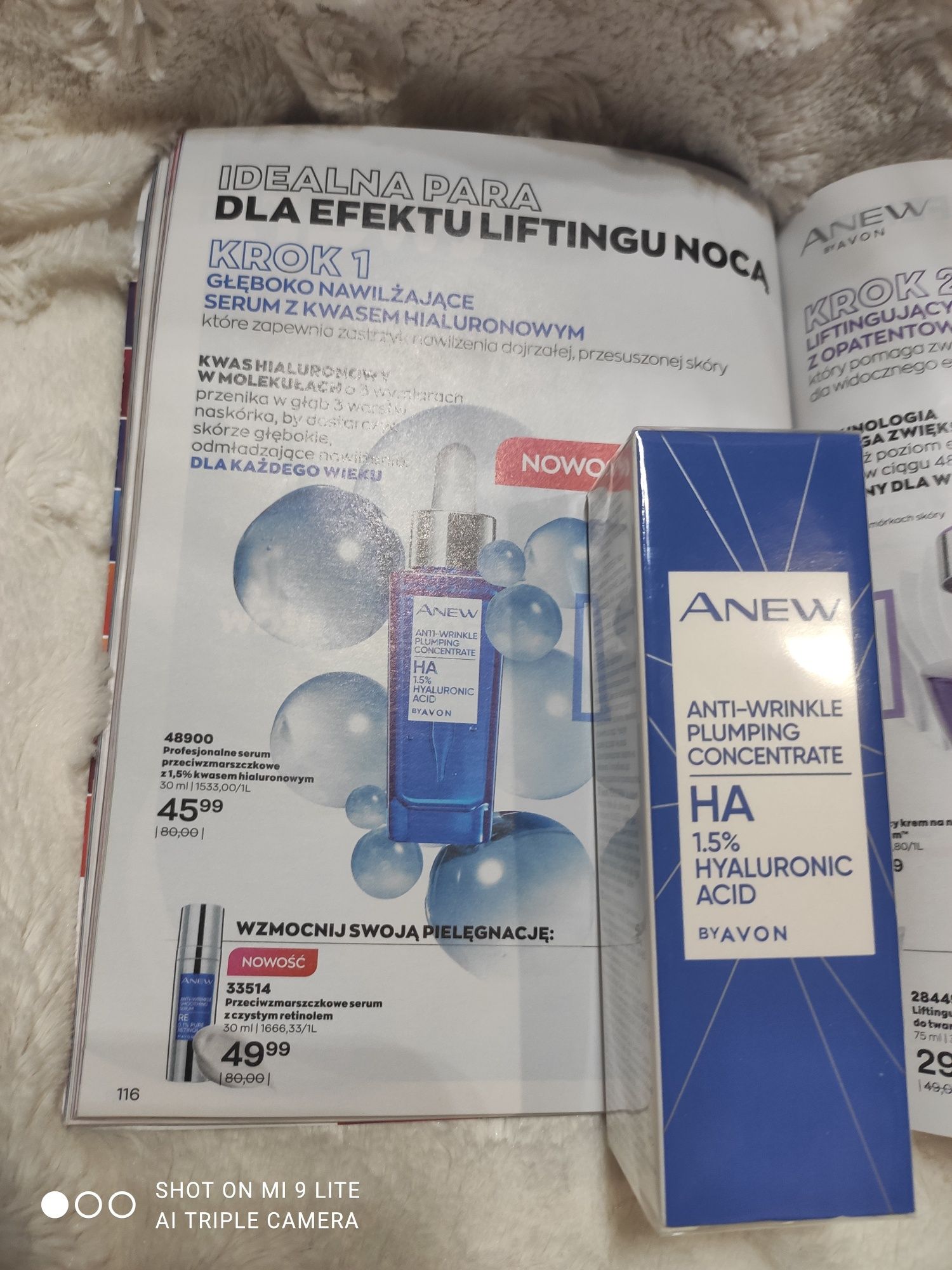 Serum z kwasem hialuronowym przeciwzmarszczkowe 30ml avon anew