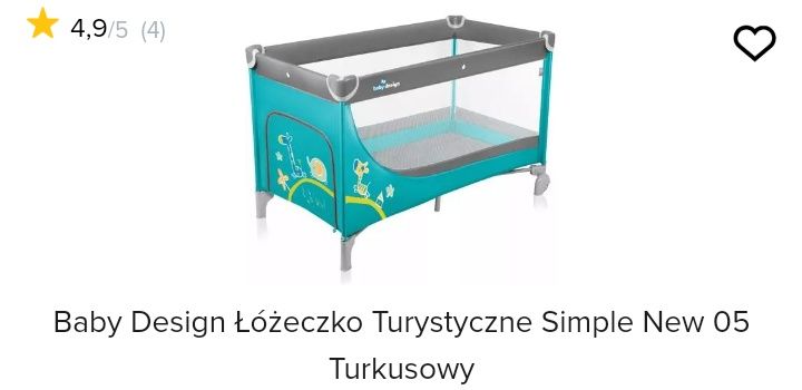 Łóżeczko turystyczne kojec  stan idealny turkus babydesign