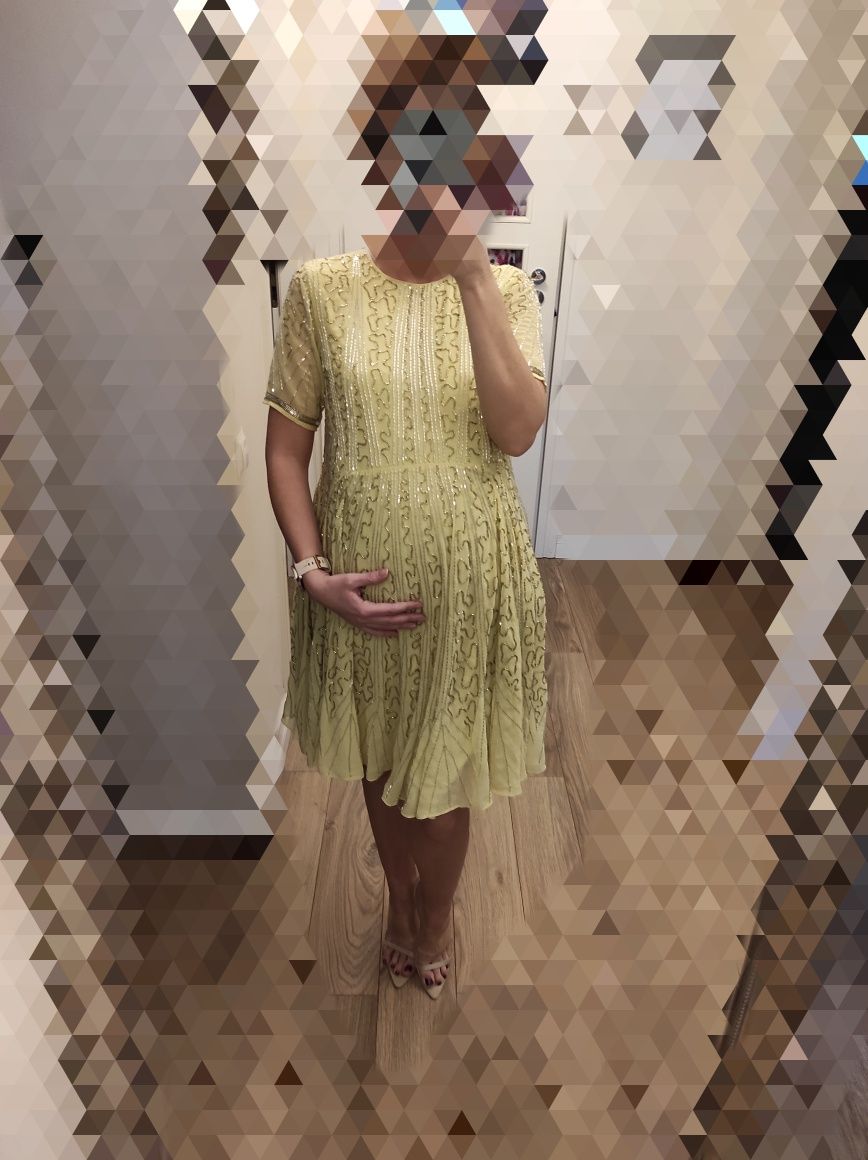 Asos Maternity ciążowa sukienka bogato zdobiona 34/36 XS/S