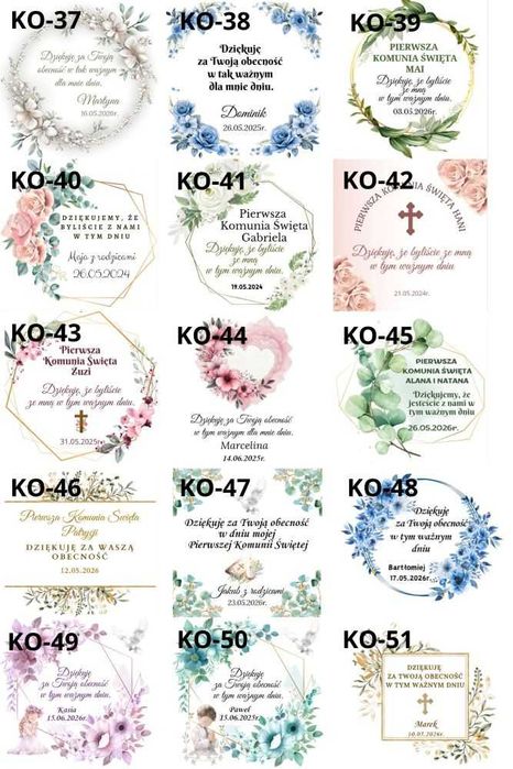 Breloczek aniołek Komunia Święta na Chrzest Podziękowanie dla gości