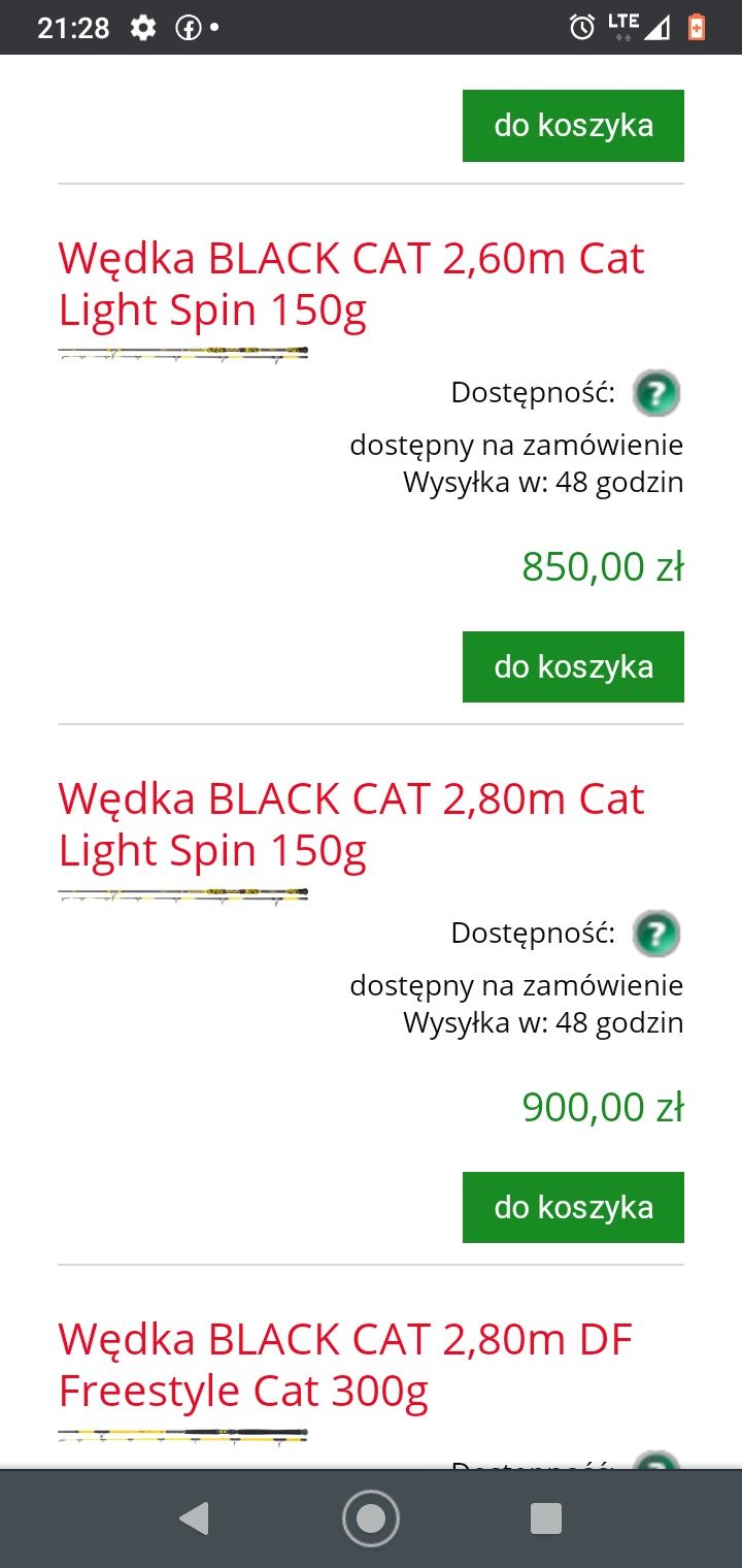 Wędka sumowa Black cat light spin 2, 60 m ćw.10-150.