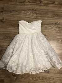 Sukienka NAF NAF biała koronka roz36 ślub poprawiny