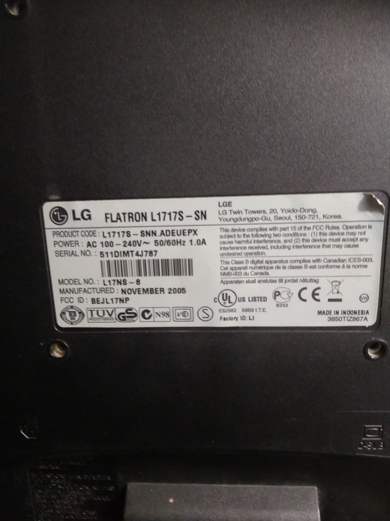 Разборка Монитор lg 17 дюймов