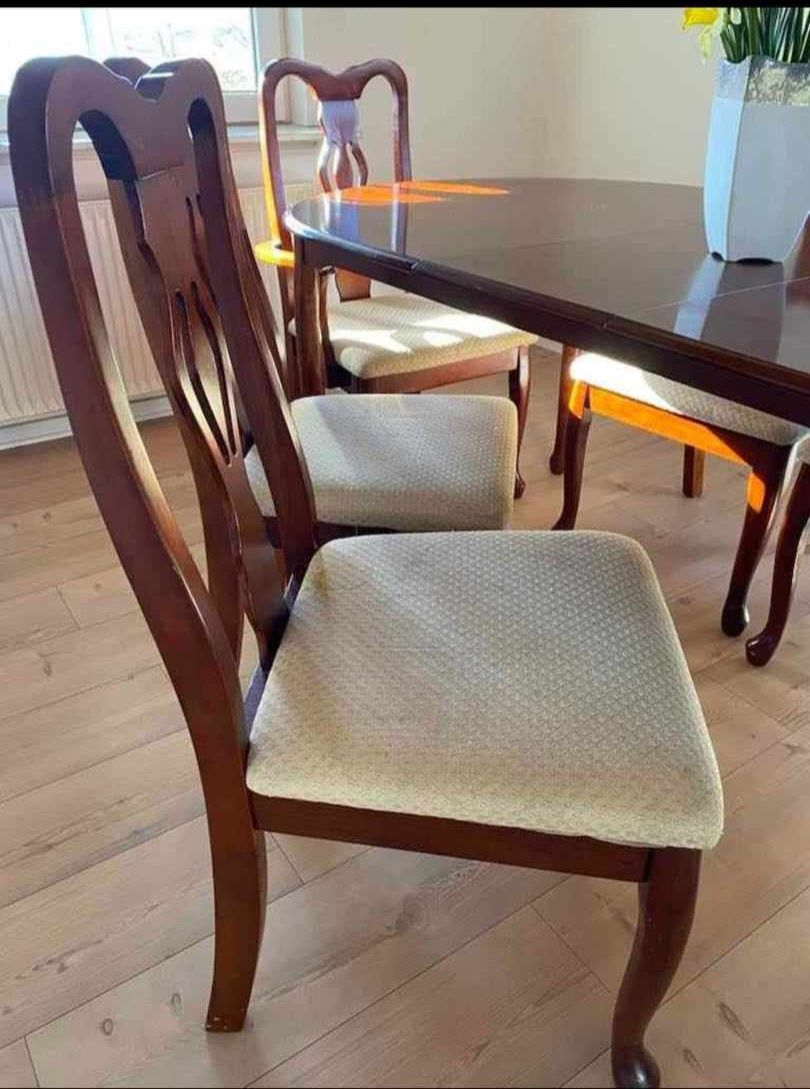Zestaw Stół rozkładany  z krzesłami 6szt + blat drewno