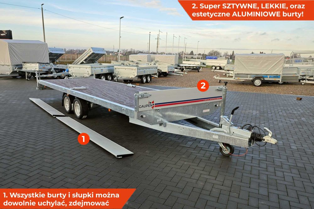 Przyczepa LAWETA Gaupen N35-508 2 HL 508x208x30cm DMC 3500KG alu burty