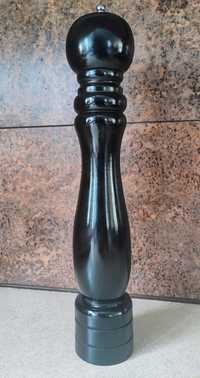 Młynek do pieprzu soli 35 cm drewniany czarny polysk