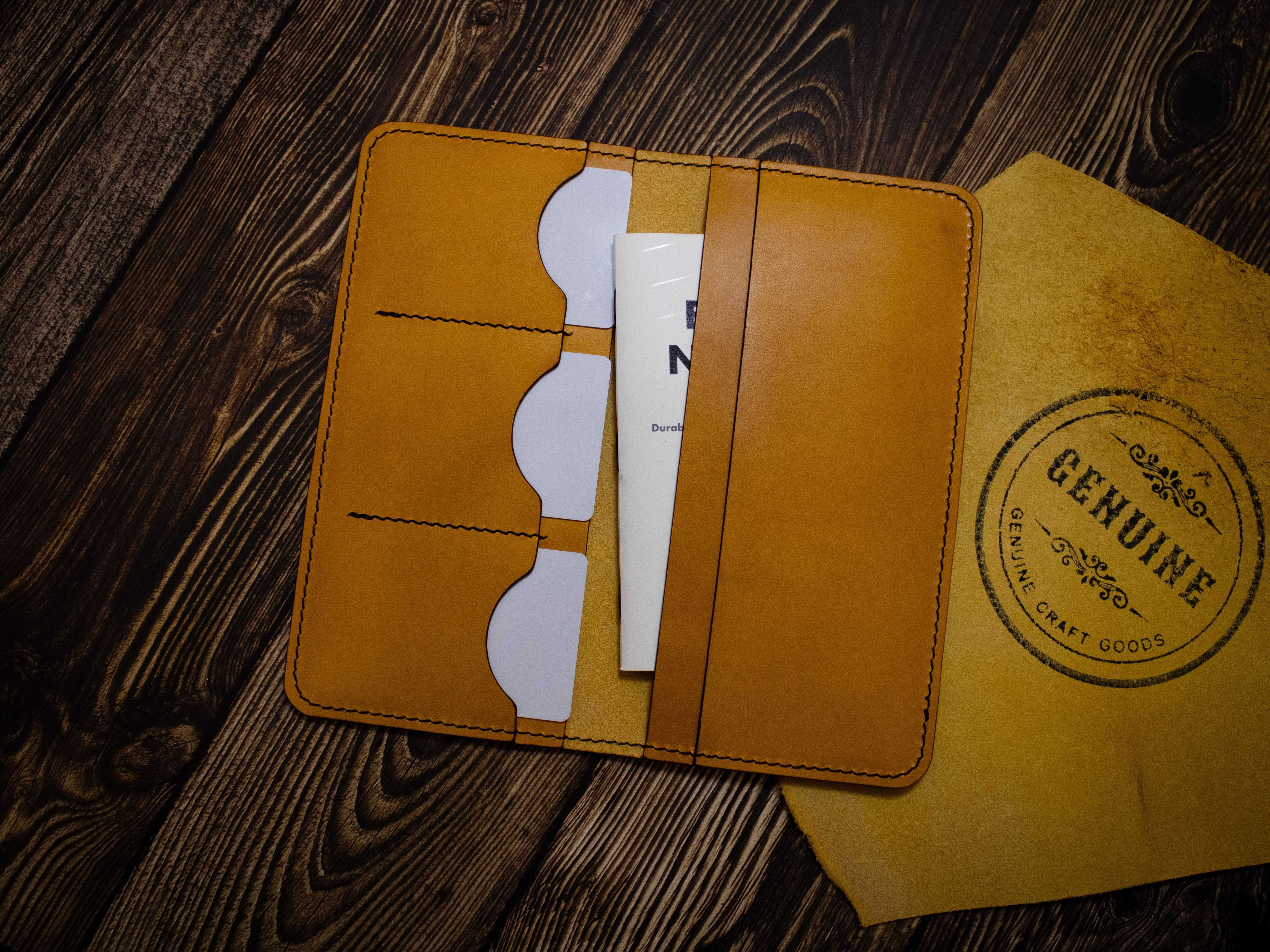 Slim Leather Wallet Case dla iPhone 15 Pro Max, Full Grain Long Wallet