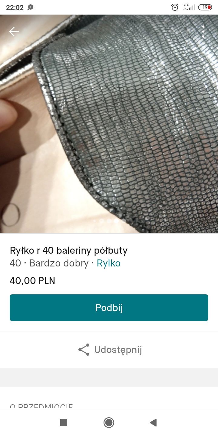 Ryłko srebrne baleriny półbuty r 40