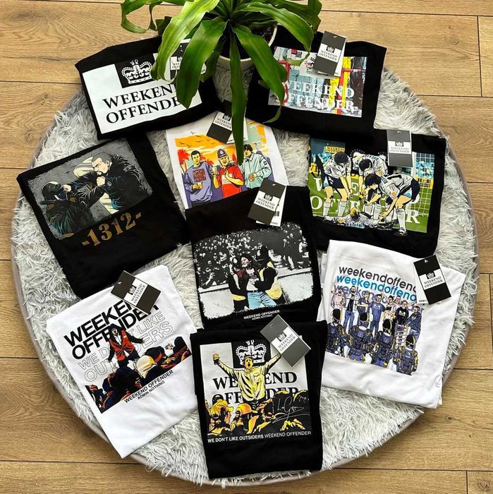 Weekend Offender • Новая футболка British Casual • Черная / Белая • WK