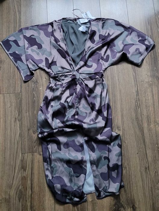 sukienka NA-KD x Hanna Licious kimono 34 krótkie rękawki moro NOWA