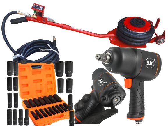 Podnośnik Pneumatyczny 3.5T + Klucz Pneumatyczny + Nasadki + Wąż Pneum