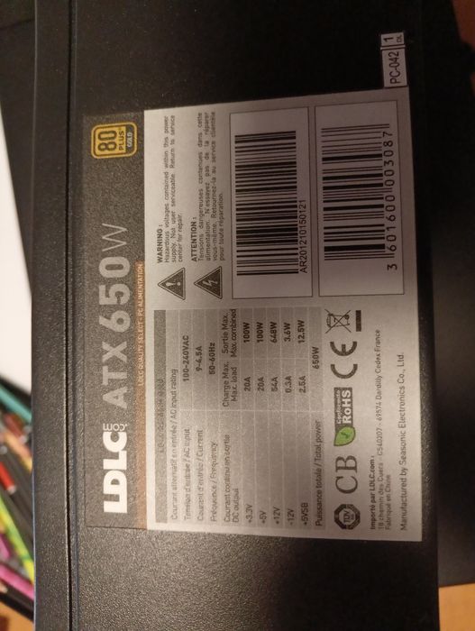 Zasilacz ATX 650w 80 plus gold pół modluarny