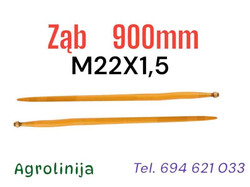 Ząb Prosty Żółty Agtech Długość 900mm Gwint M22x1.5