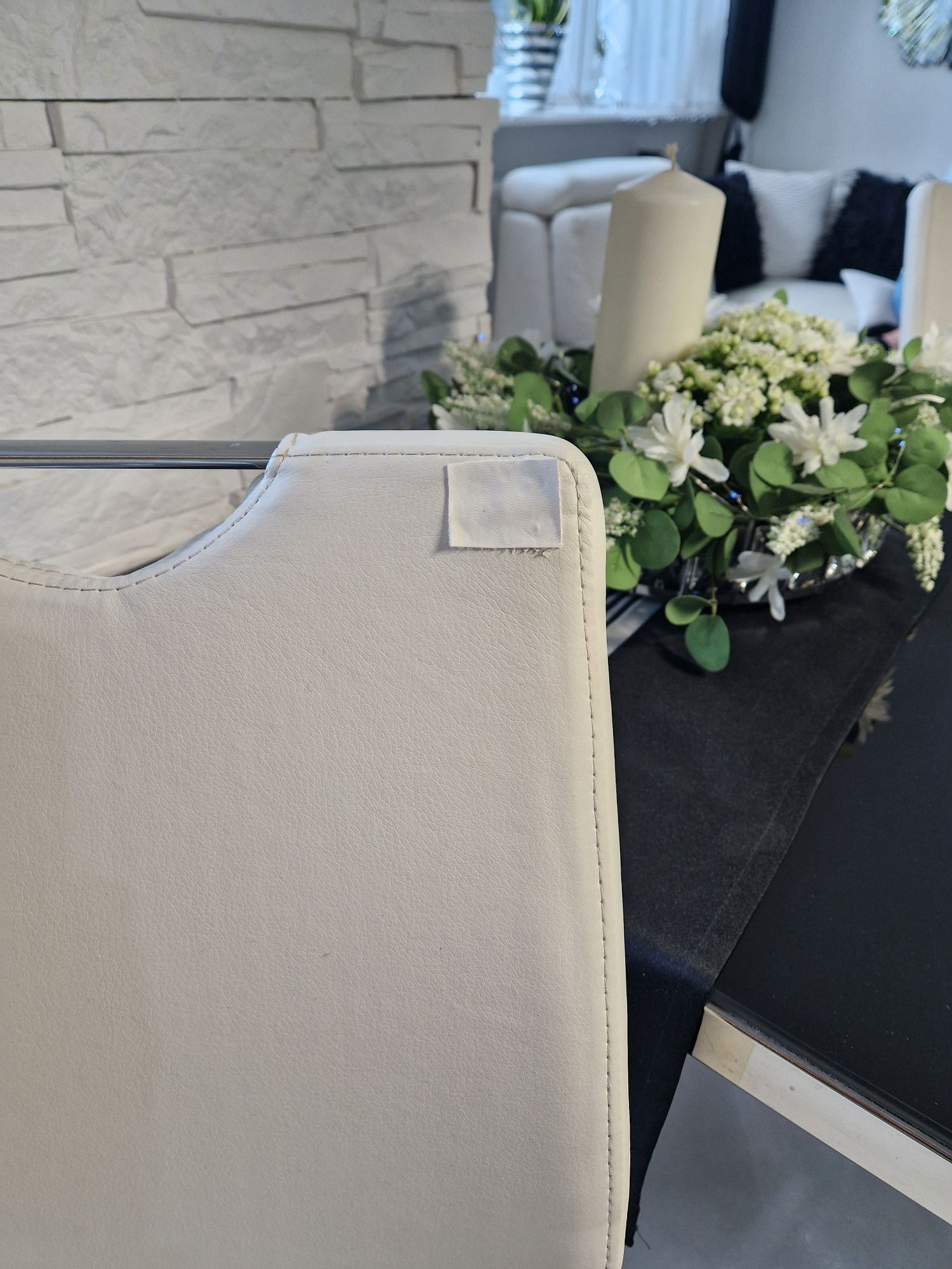 Nowoczesne białe krzesła do salonu/jadalni w stylu glamour