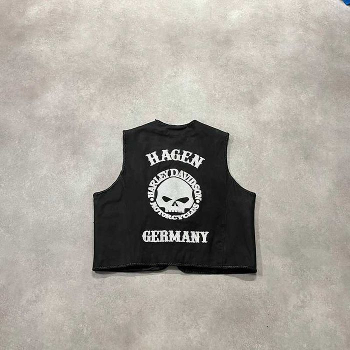 Kamizelka Skórzana Harley Davidson Motorcycles Leather Vest Y2K Haft