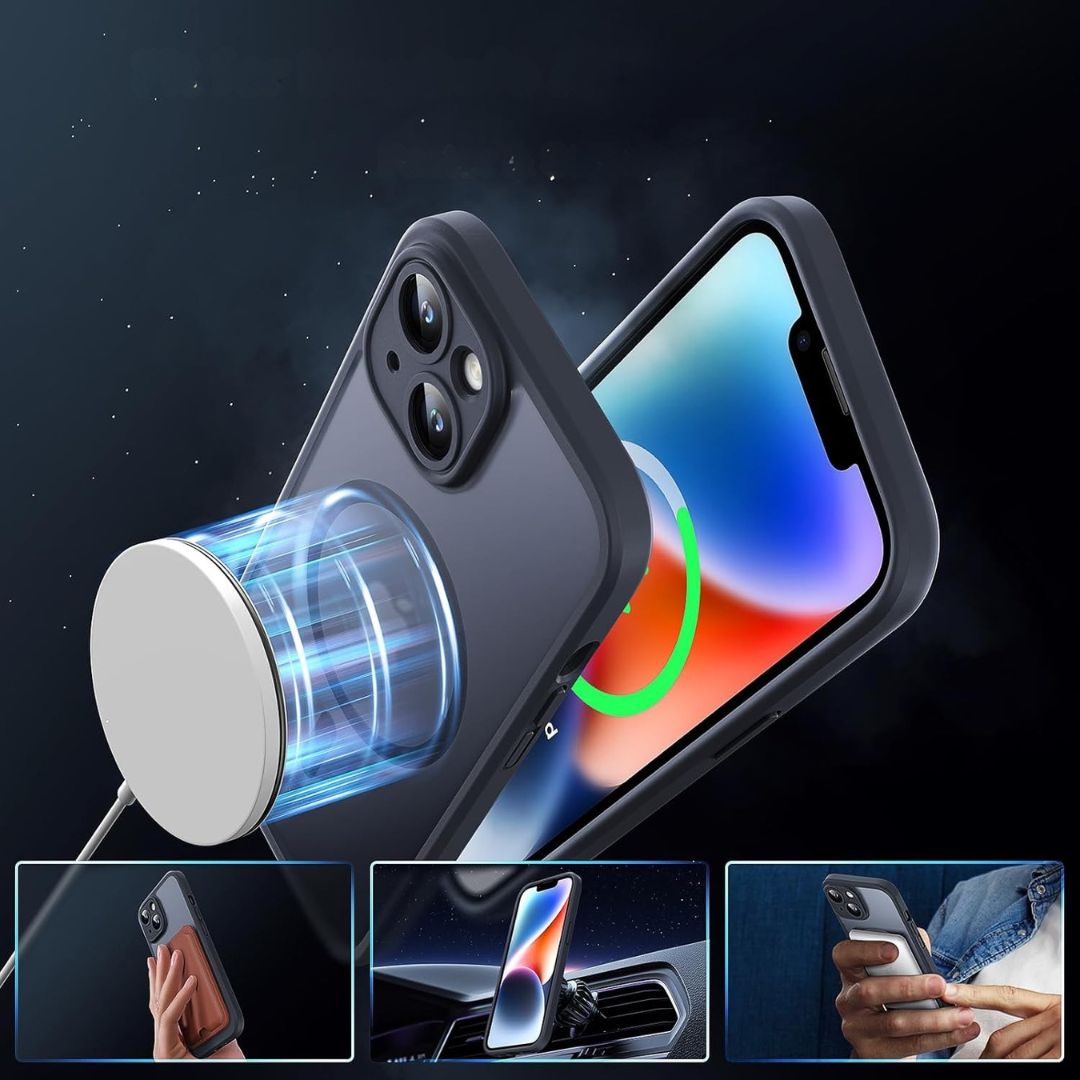 Zestaw 3w1 Etui czarne Plecki do iPhone 14 z Magsafe 2x szkło ochronne