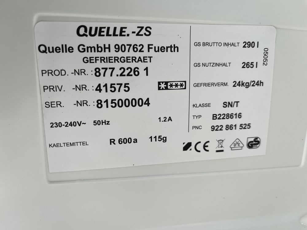 Морозильна камера Quelle GmbH 90762 на 7 поличок