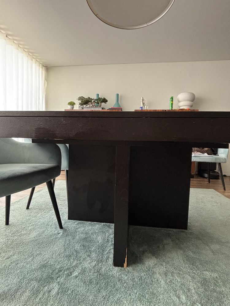 Mesa de Jantar em Madeira Wengué quadrada e Extensível