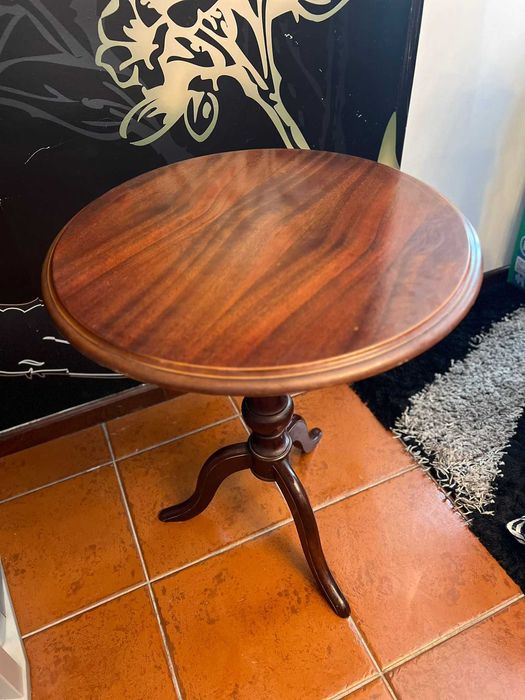 mesa de apoio redonda madeira maciça