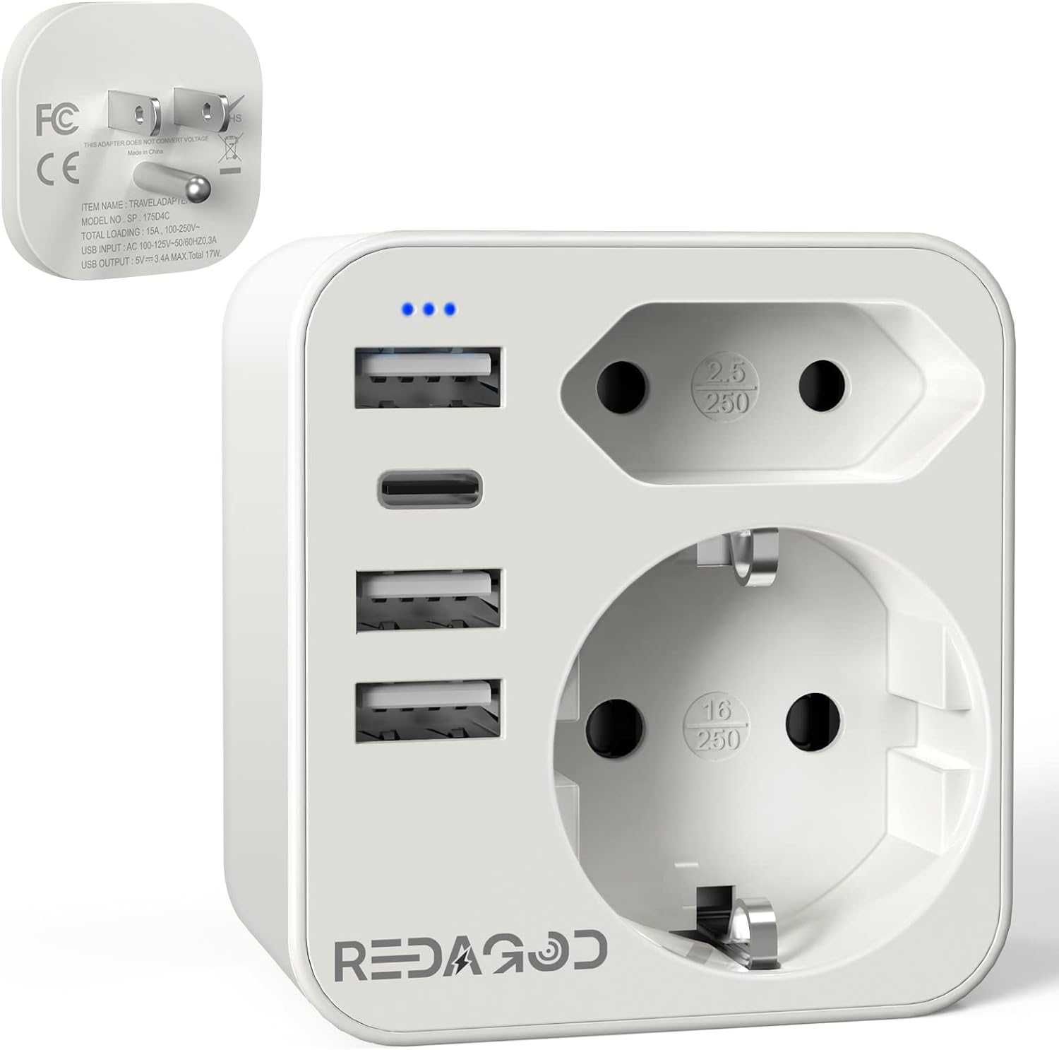 Adapter podróżny ładowarka USA Niemcy 4 USB SP-175A4C SPM286