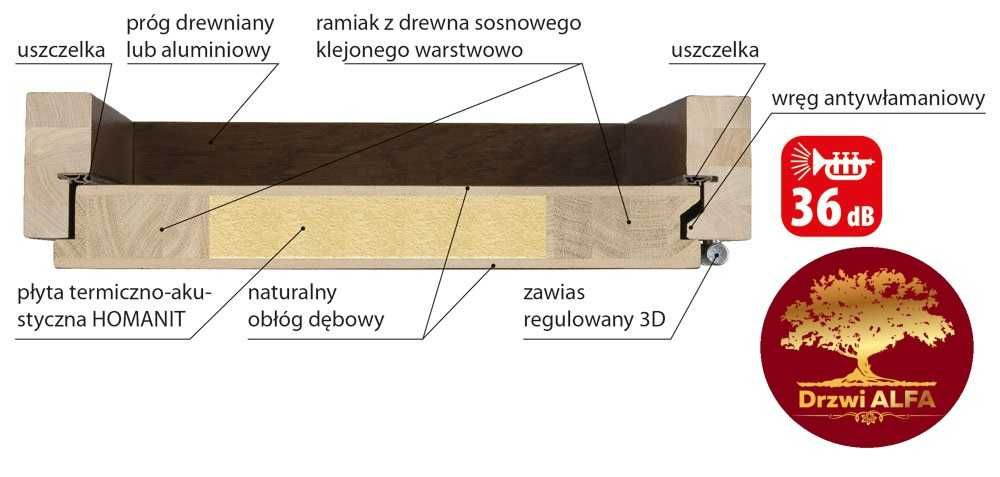 Dębowe Drzwi Wejściowe z montażem