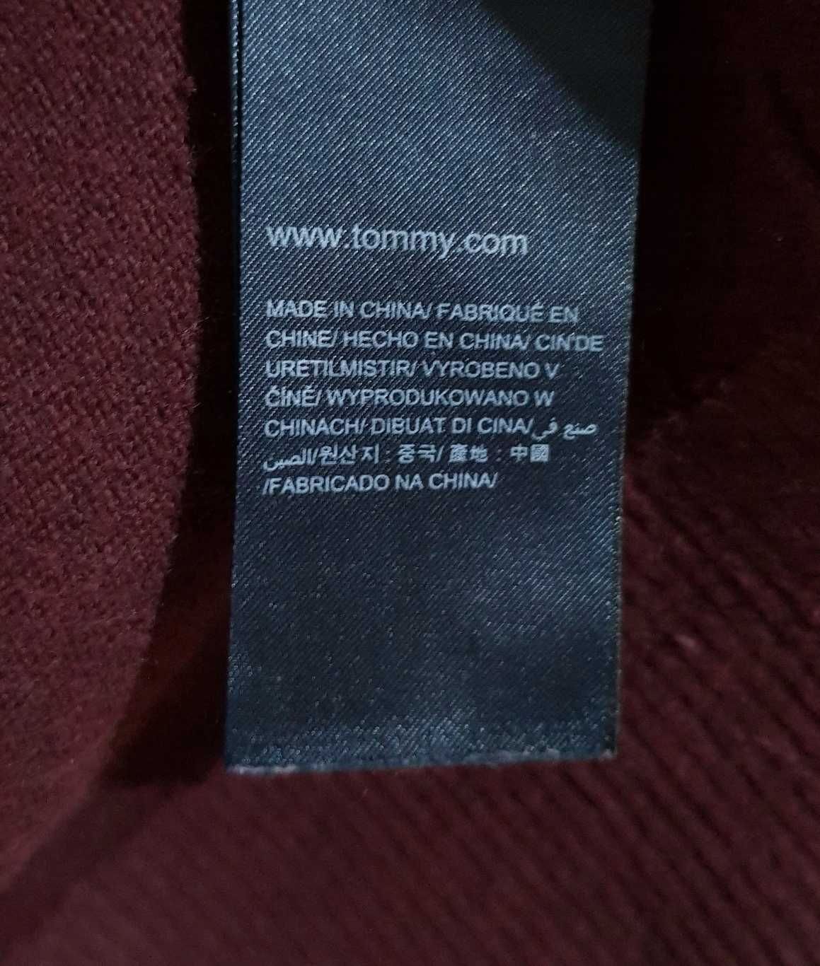 Męski Sweter Bawełna Kaszmir Bordowy Tommy Hilfiger |R. XL