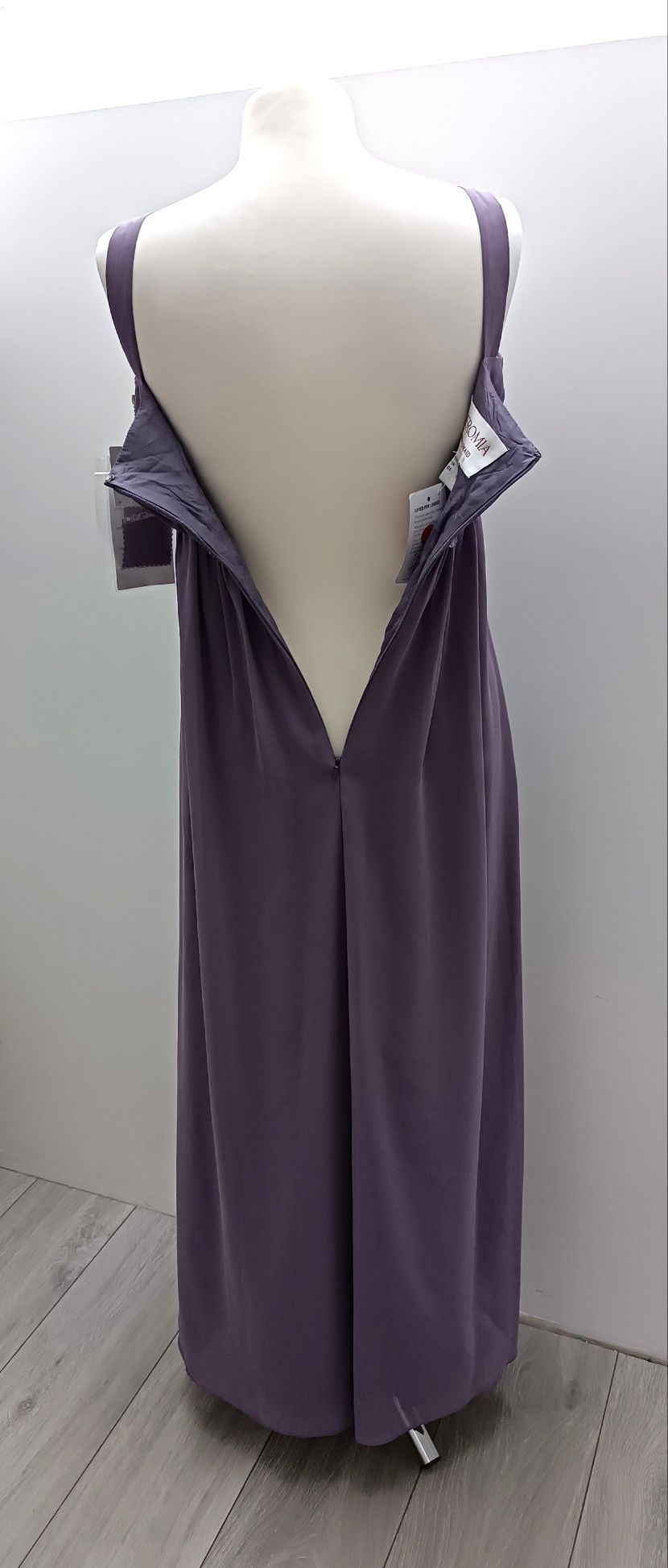 Nowa suknia sukienka maxi długa XS S 34 36 tiulowa fioletowa