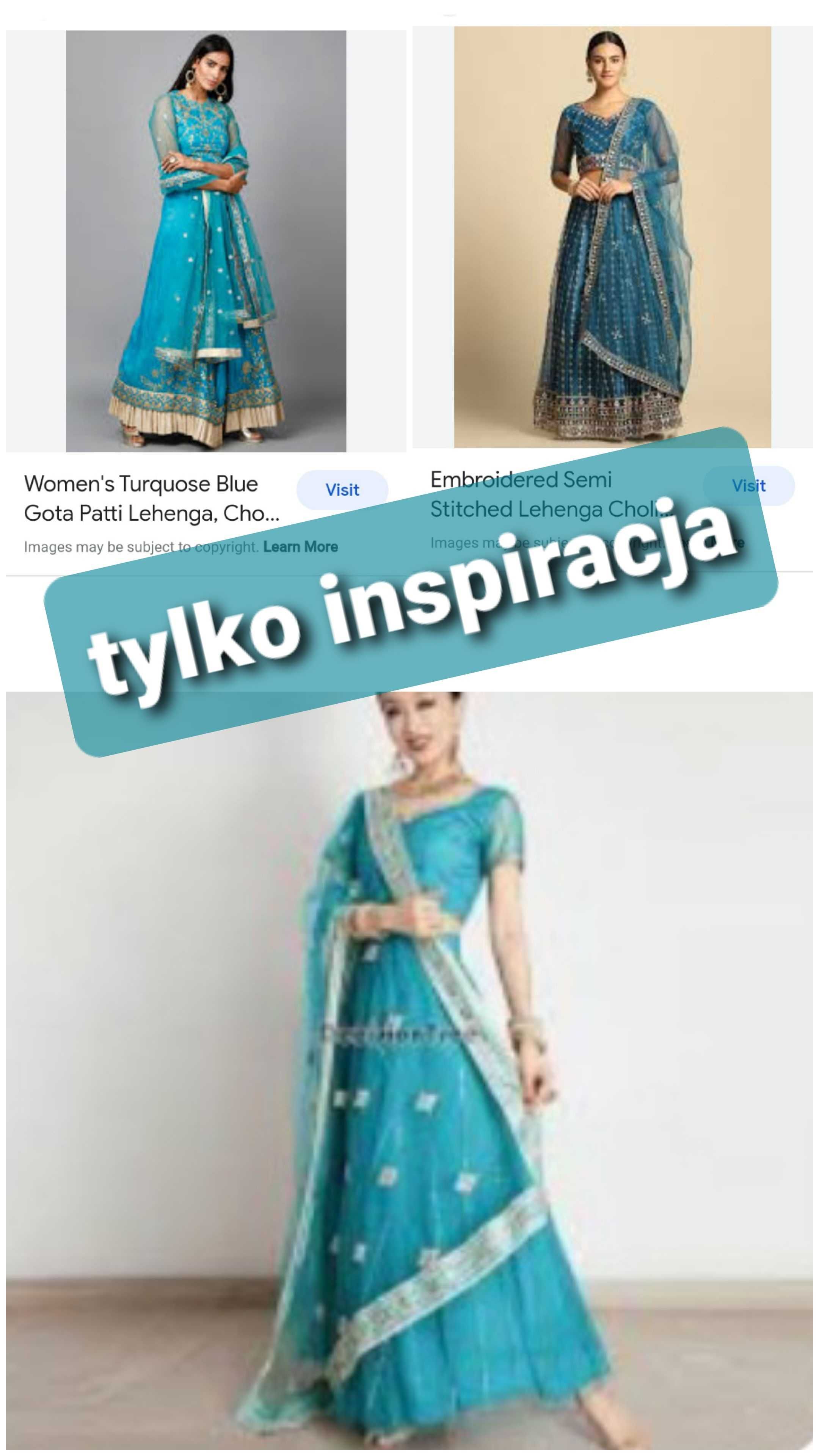 Hińduska Turkusowy niebieski Sukienka, spodnie, chusta: Patti Lehenga