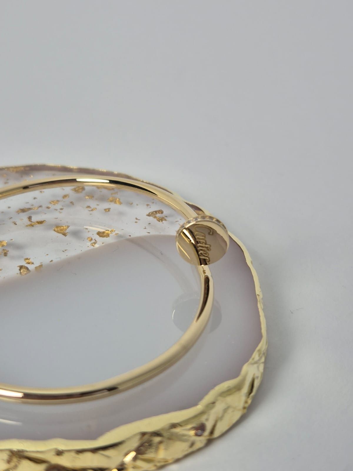 Nowa złota bransoletka typu Cartier,bangle, gwóźdź, cyrkonie, 585