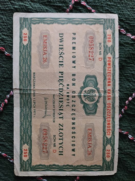 Premiowy bon oszczędnościowy 250 zł