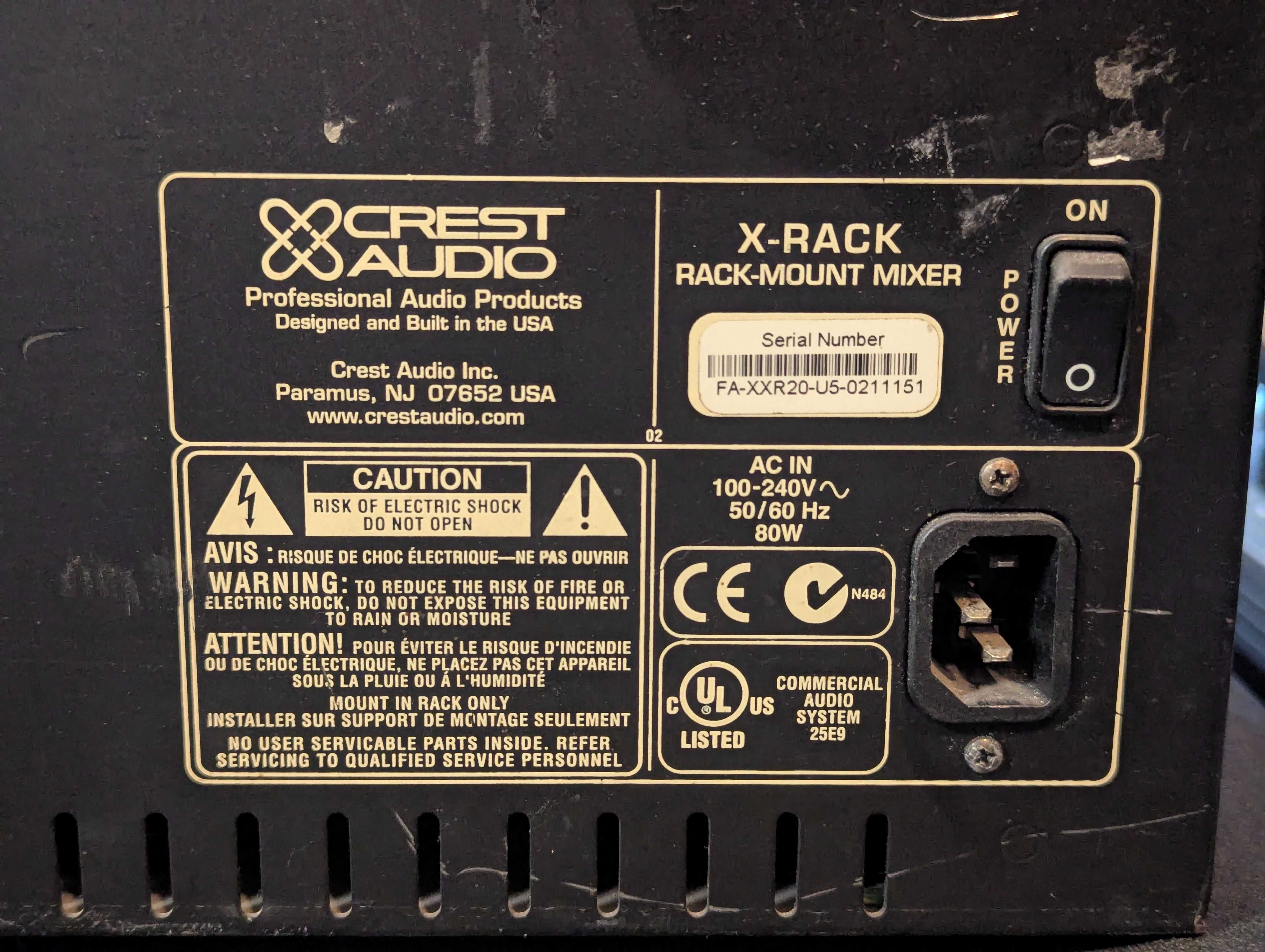 Crest Audio XR20 Mikser Rackowy