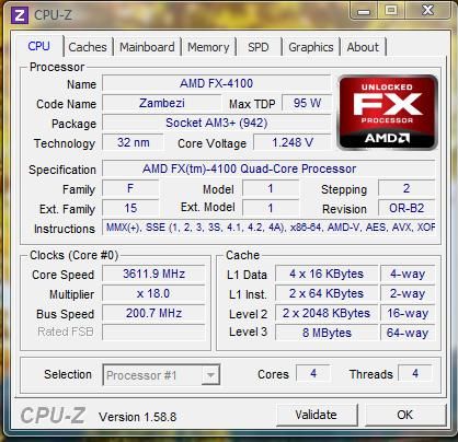 AMD FX-Series FX-4100 3,8 GHz Turbo, AM3+