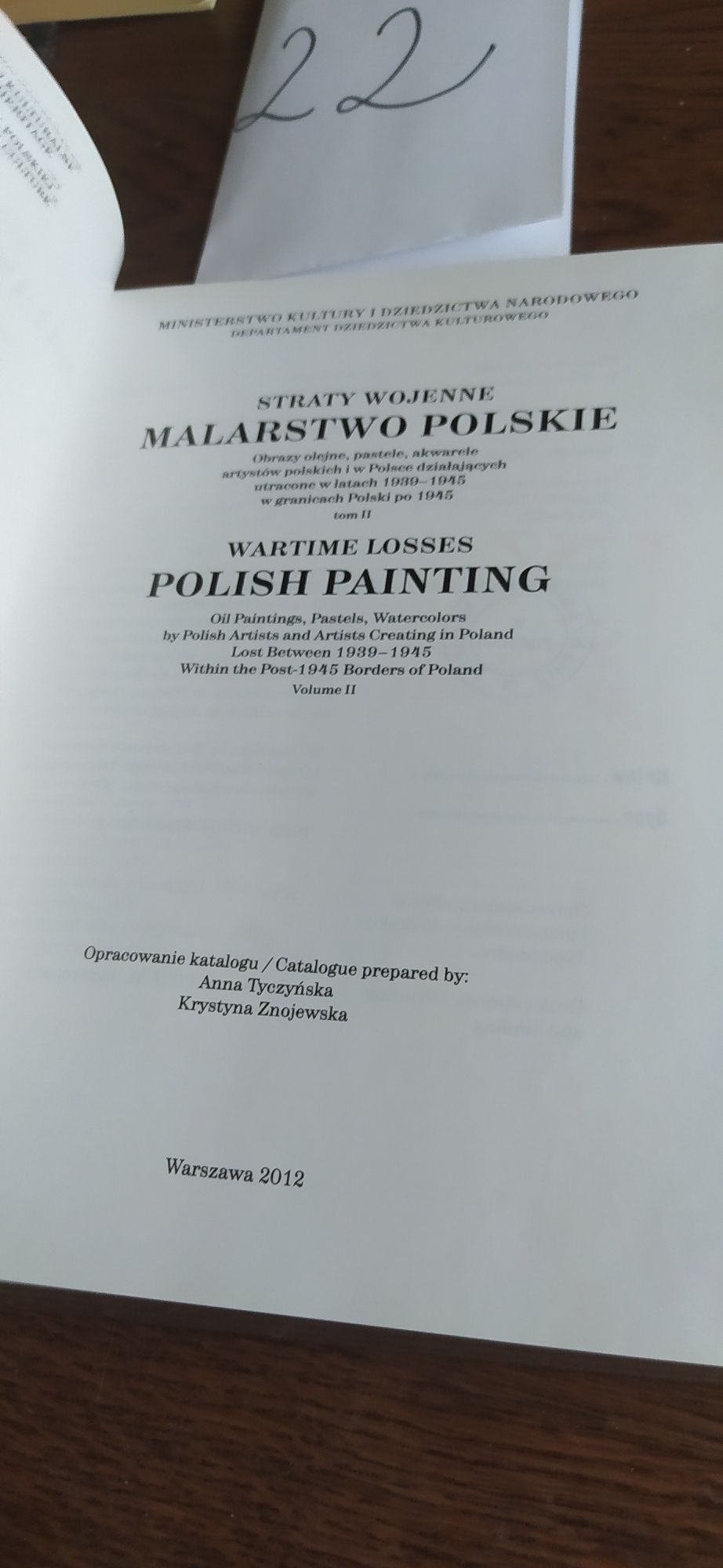 Straty Wojenne Malarstwo Polskie tom 2
