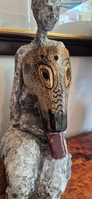 Drewniana stara maska rytualna rękodzieło sztuka rdzenna Afryki