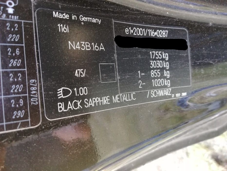 Maska błotnik zderzak drzwi BMW E81 E87 m pakiet, lift black sapphire