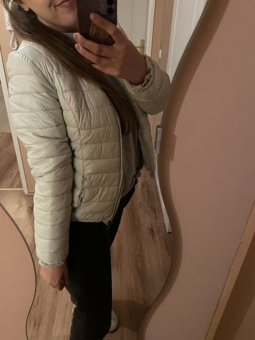 Amisu miętowa błękitna pikowana jesienna przejściowa kurtka