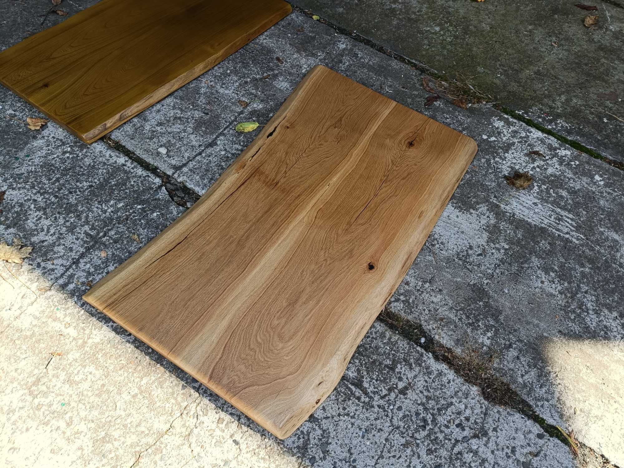 Rustykalny blat dębowy na biurko ławę Live Edge 130x73