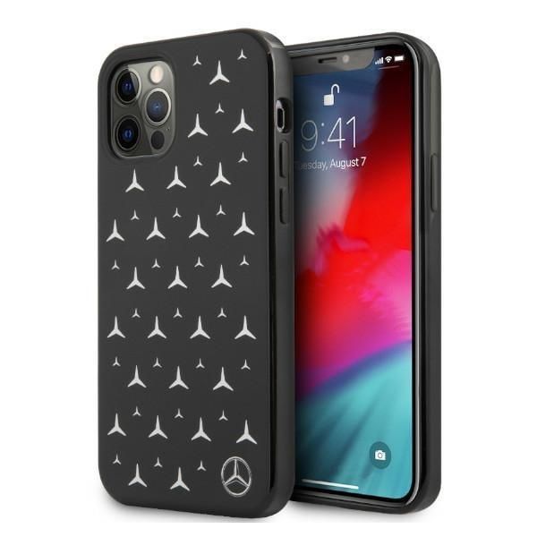 Etui Mercedes-Benz iPhone 12/12 Pro Czarny z Srebrnymi Gwiazdami