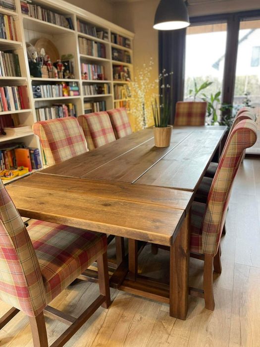 Komplet stół 8 krzeseł drewniany woskowany RUSTYK SEART