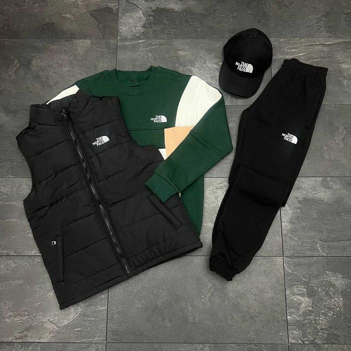 Комплект THE NORTH FACE (Світшот+Штани+Жилетка+Кепка або Шапка)